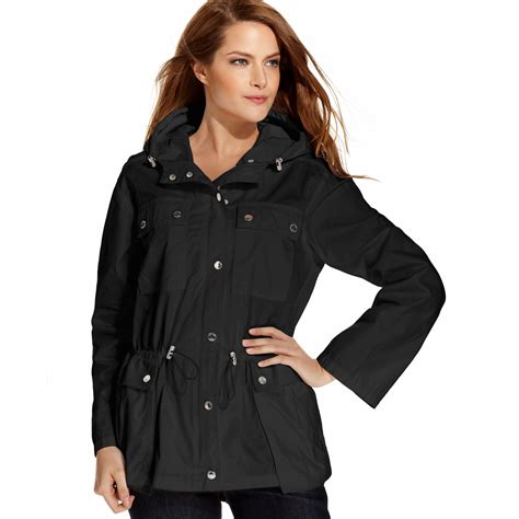 michael kors black rain jacket|michael kors anorak rain jacket.